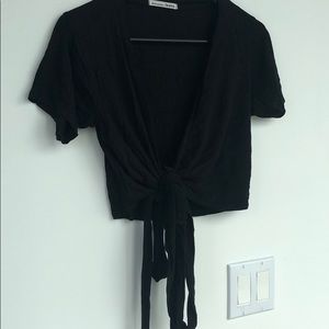 Reformation black wrap crop top